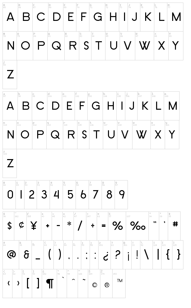 SF Old Republic font map